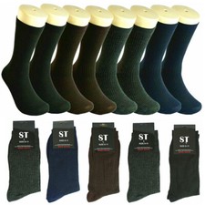 3-12 Pairs Mens Multi-Color Ribbed Cotton Business Casual Dress Socks Size 10-13