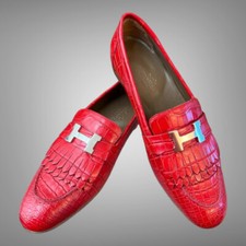 Hermes New Women's Crocodile Signature H Royal Loafer EU size 39 Shoes