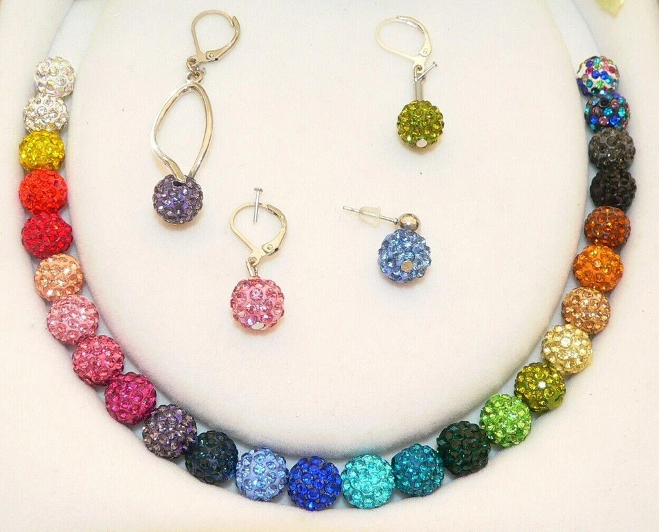 Ohrring Hänger Strass Kristall Shamballa Clay 10mm Edelstahl A 28 Farben 103f - Bild 2 von 4