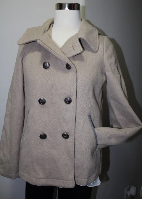 Nuevo Chaquetón Coffee Shop Junior's Marrón Claro/Pequeño/Doble Pecho Línea A  Foto 4 de 4