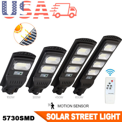 LED Solar Street Light Motion Sensor Outdoor Security Dusk to Dawn Waterproof