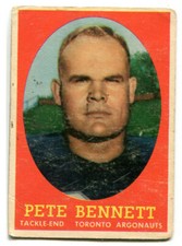 1958 Topps CFL Pete Bennett Card #69 Toronto Argonauts