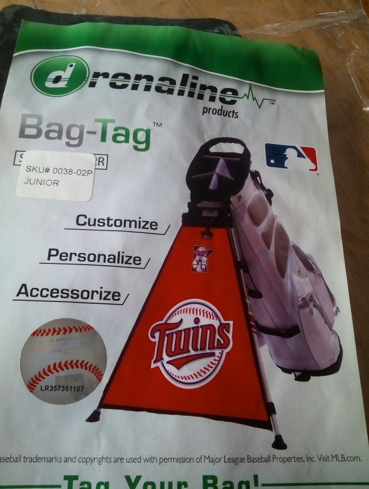 ADRENALINE PRODUCTS BAG TAG MLB  MINNESOTA TWINS GOLF BAG ACCESSORY 