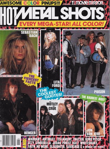 1/91 Ausgabe des HOT METAL SHOTS Magazins POISON MOTLEY CRUE Cover Sebastian Bach
