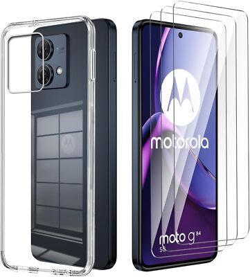 Für Motorola Moto G84 5G Hülle, Slim Klar Silikon Handy Cover Displayschutz