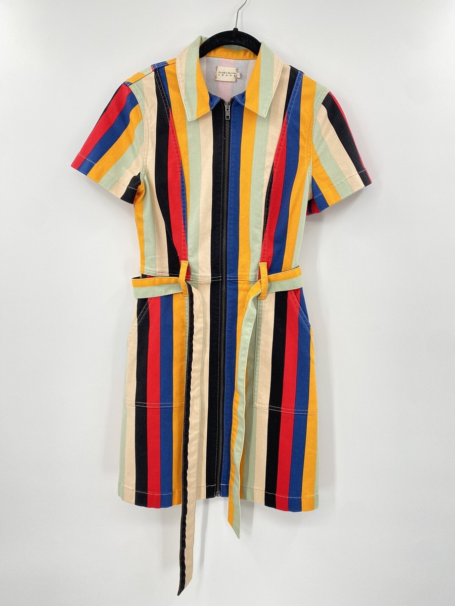Alice + Olivia Gorgeous Denim Dress Boheme Multi color