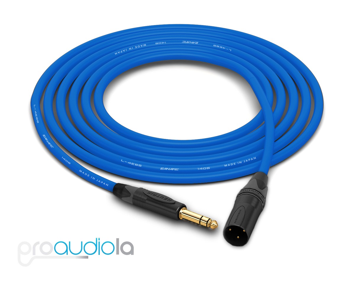 Canare Quad Cable L-4E6S | Neutrik Gold TRS XLR-M | Blue 10 Feet