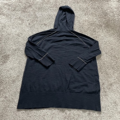 Eddie Bauer Hoodie Sweater Cardigan Womens XL Navy Blue Button Down Knit Cotton - Picture 2 of 13