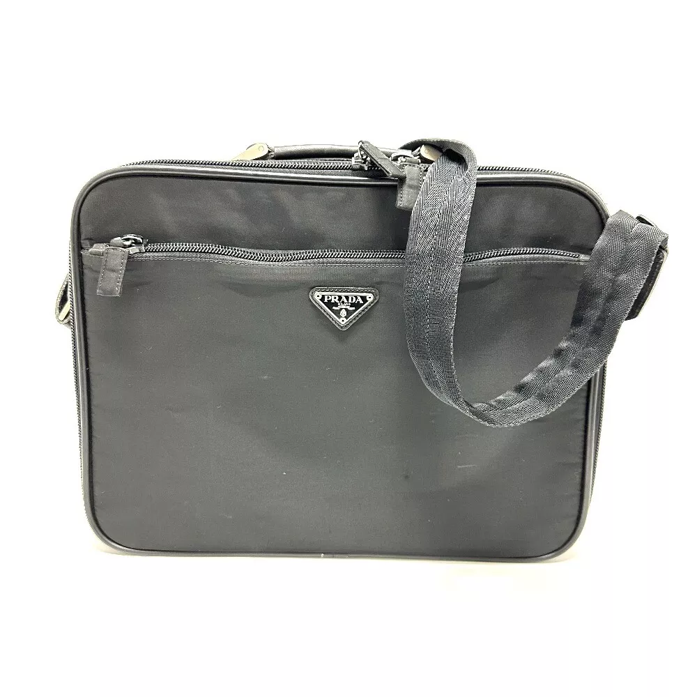 PRADA V147 Triangle logo Briefcase Bag 2WAY Business bag Nylon / Leather  Black