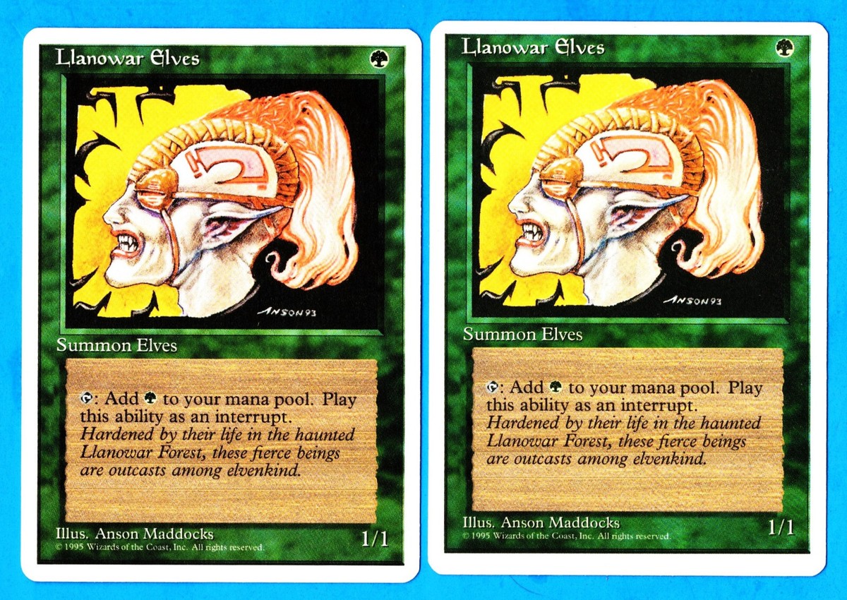 Llanowar Elves - 4th Edition 1995 MTG Green Common Creature NP X 2