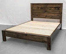 Farmhouse Rustic Platform Bed with Headboard- Full/Solid Wood/Modern/Made in USA