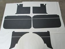 New 6 Piece Interior Panel Set W Door Panels Mgb 1965-1967 Black W White Piping
