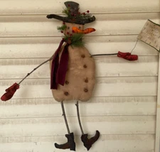 VGT Hand Made Primitive Christmas Snowman with Stick Arms & Legs 32 X 29" Decor