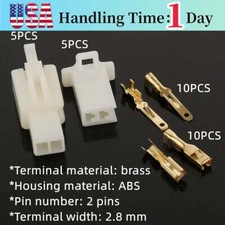 5 Sets Male Female Plug 2-Pin Housing 2.8mm Spade Terminals Wire Connectors