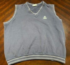 Izod Vintage Sweater Vest Blue V-Neck Crest Logo 90s Men's Medium.