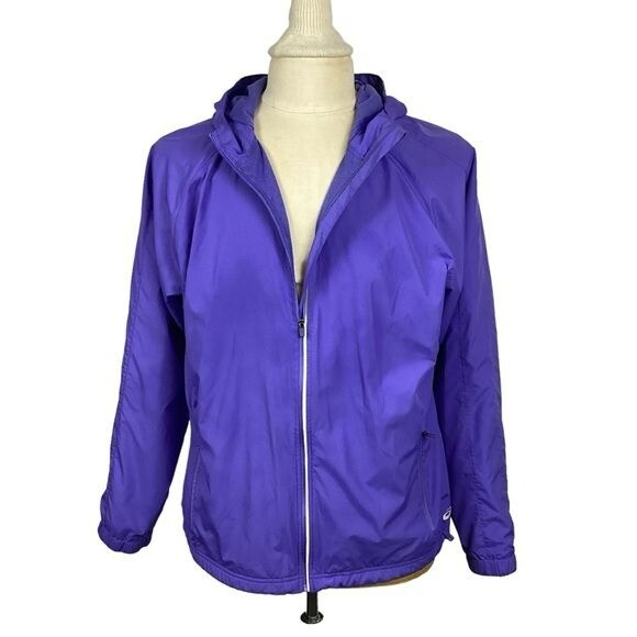 【AAKE】SPORTY WIND JP ASICS Windbreaker Jacket Hooded Rain Purple Womens XL | eBay