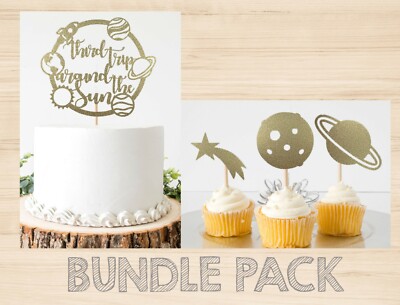 BUNDLE PACK! Third Trip Around The Sun Cake Topper + Planets Cupcake Toppers