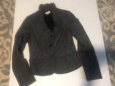 ANN TAYLOR LOFT Lined BLAZER Ruffle Peplum Wool Career Jacket Tweed 2