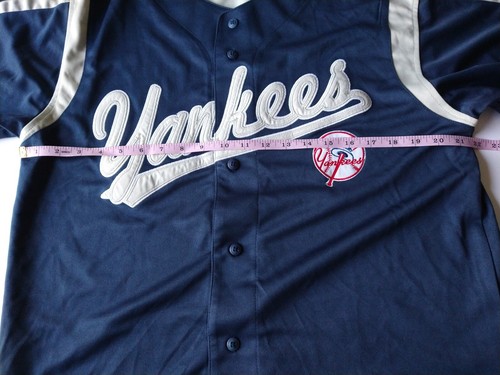 NWT YORK YANKEES LARGE MLB BUTTON DOWN DYNASTY STITCHED JERSEY DARK BLUE & WHITE - Picture 3 of 8