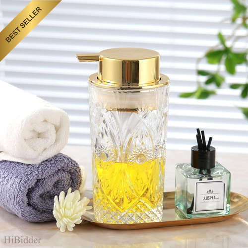 Glass Soap Dispenser Gold Pump Bathroom Kitchen Decor Clear - Picture 6 of 12