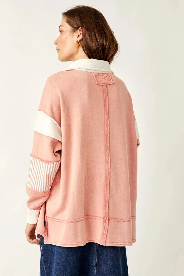 Пуловер Free People We The Free Clean Prep Polo большой в полоску L 273251 - Изображение 3 из 4