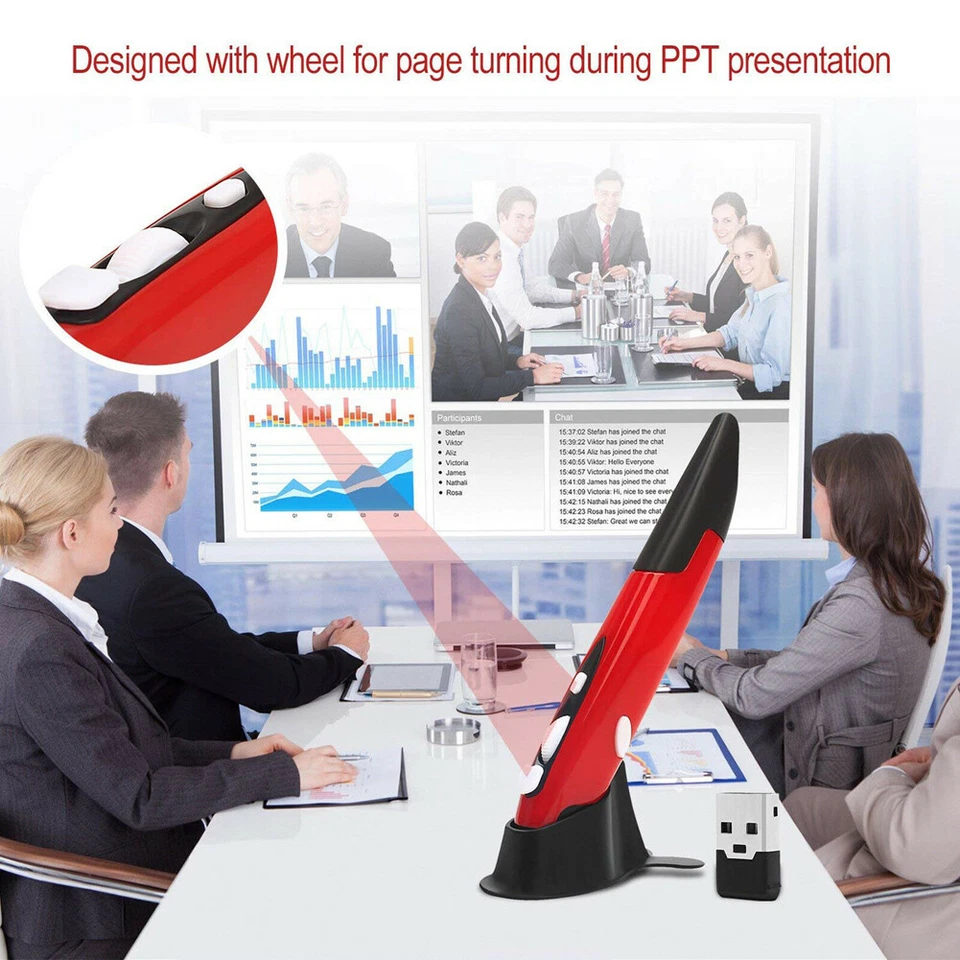 USB Wireless Optical Pocket Pen Mouse Adjustable Handwriting for Laptop Tablet - Image 4 of 4