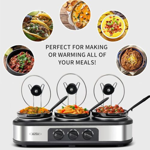 Slow Cooker Triple Slow Cooker Buffet Server and Food Warmer 3-Section 1.5 Qt x3 - Picture 6 of 7