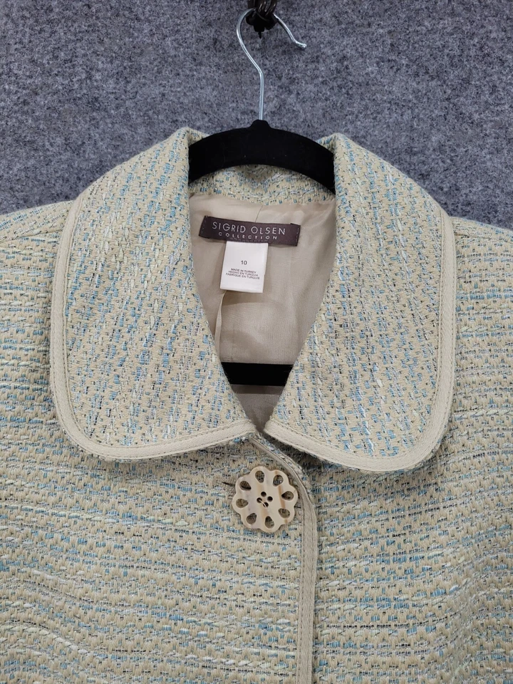 Blazer para mujer Sigrid Olsen Collection 10 bolsillos forrados con botones multicolor Foto 3 de 4