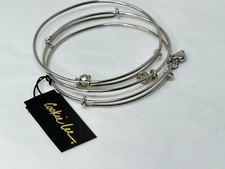 NWT COOKIE LEE Silvertone 3 piece Adjustable Bangle Bracelet SET