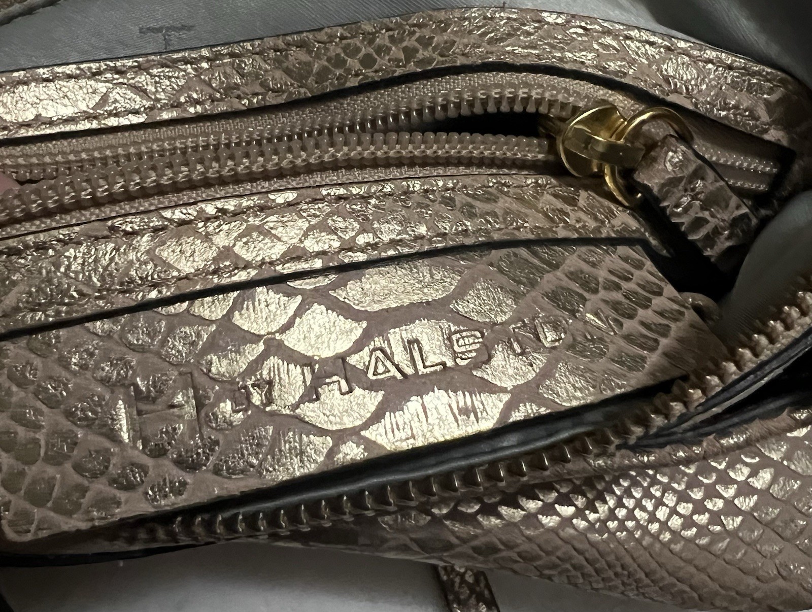 H by Halston metallic python-embossed leather cro… - image 4