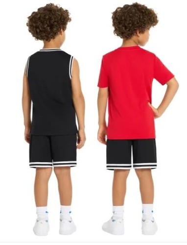 Puma Boys Girls T-Shirt Tank Top Shorts Black Red Multicolor 3-Piece Active - Picture 3 of 8