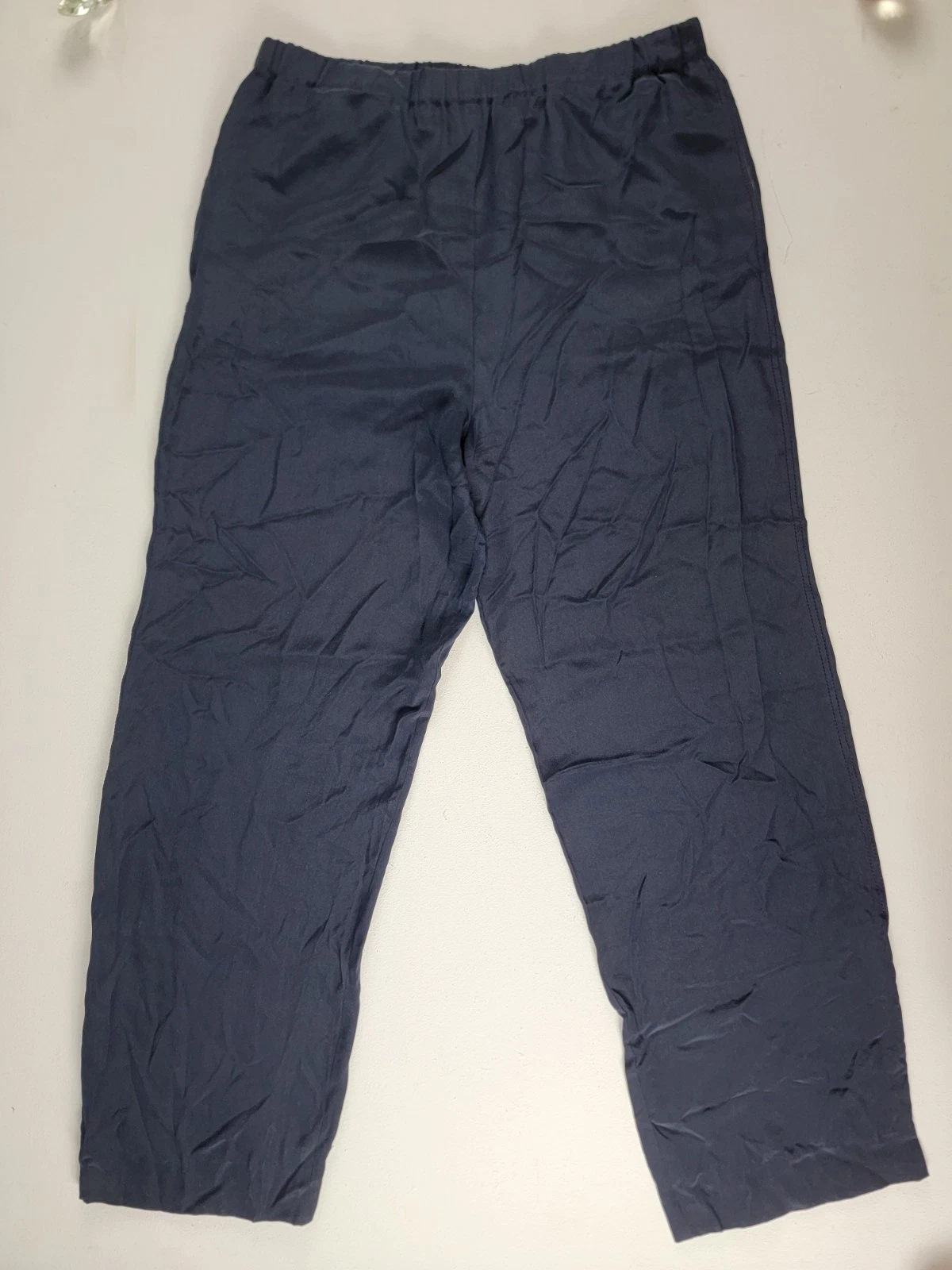 Pantalone Chanel vintage vita alta gamba larga blu navy made in Italy taglia 42