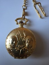 Working Pocket Watch  Chain American Civil War Sesquicentennial Theme Gold Tone