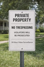 Private Property No Trespassing Sign 8x12 Aluminum Metal 24 Hour Video Surveil