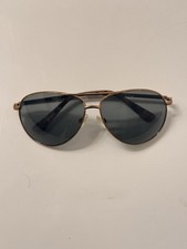 Vintage Aviator Sunglasses Gold Metal Frames Tortoise Tips Gray Lens