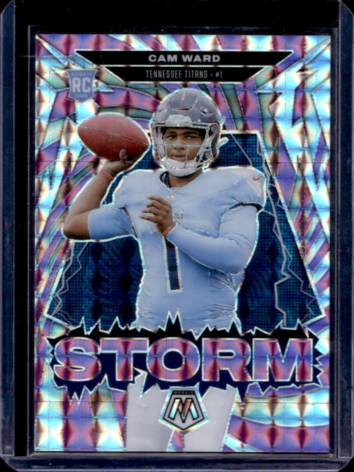 2025 Mosaic Cam Ward Storm RC Purple Prizm Rookie #23/49 Titans