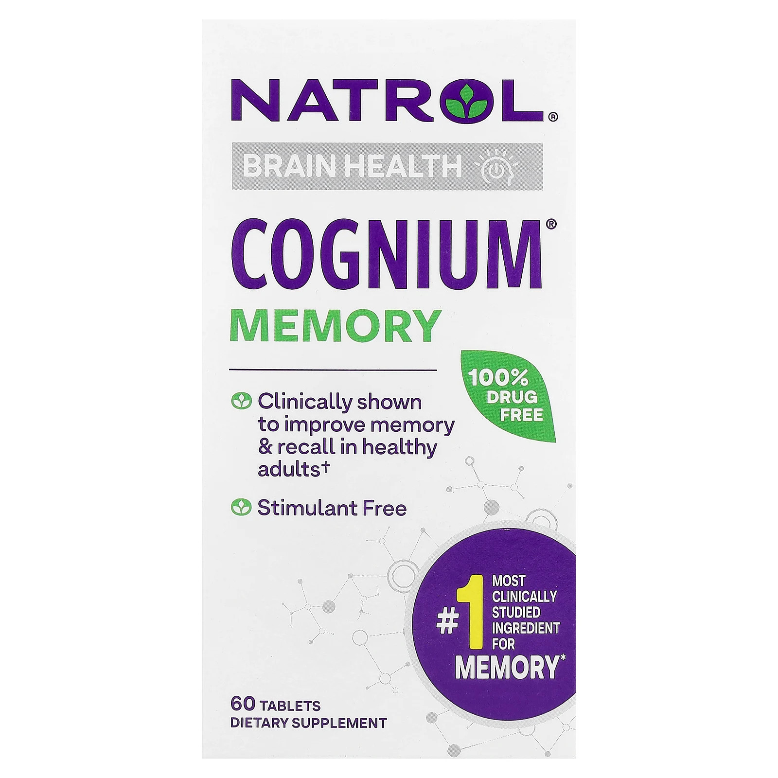 Natrol Cognium 60 таблеток без яиц, без рыбы, без молока, без искусственных красителей