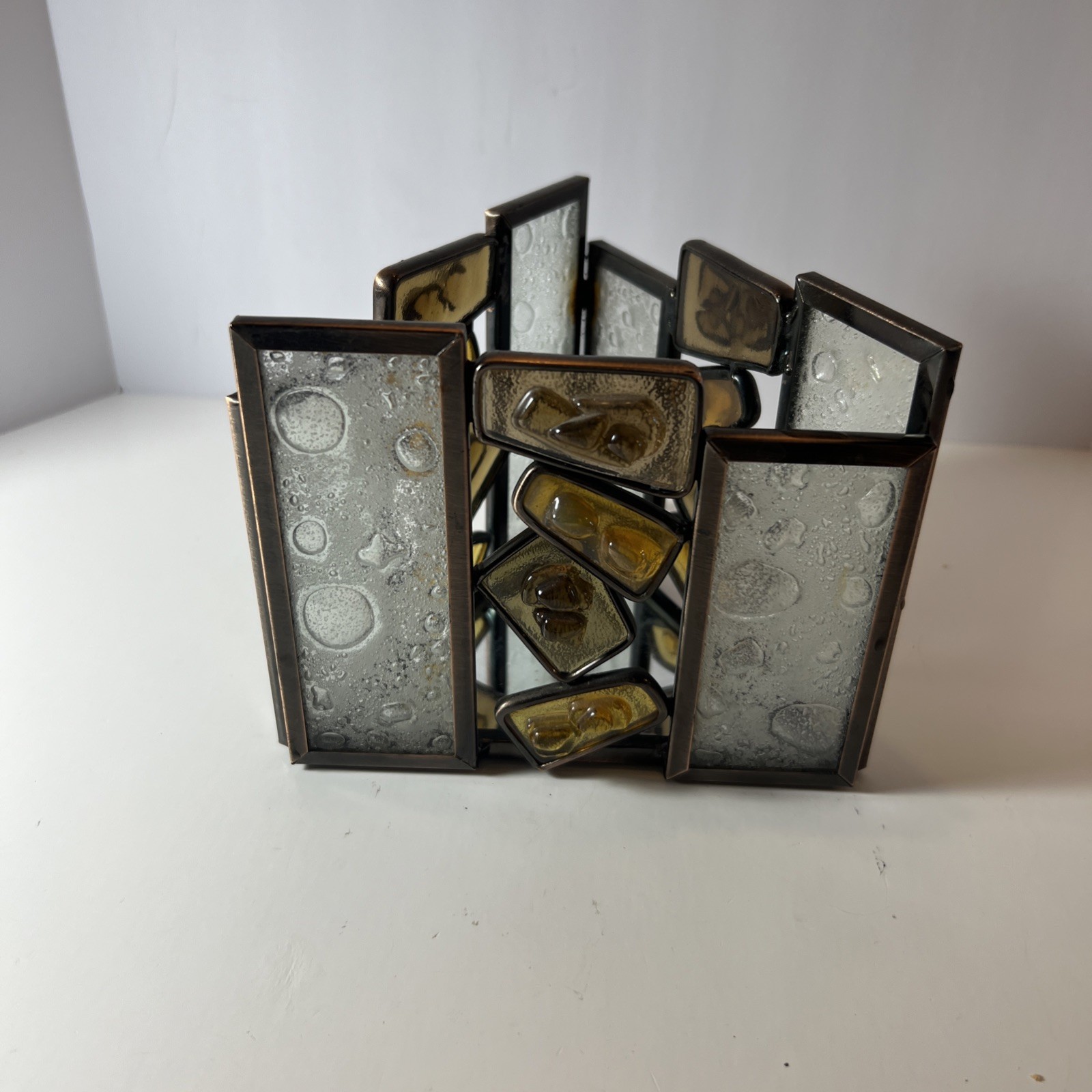 PartyLite Water’s Edge Votive Mosaic Triangle Candle Holder  w/mirror-Retired