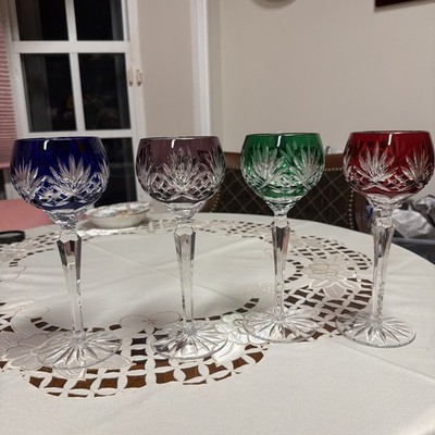 FOUR COLORED CRYSTAL WINE GLASSES AJKA CAROLINE 8.5TALL GERMANY | eBay