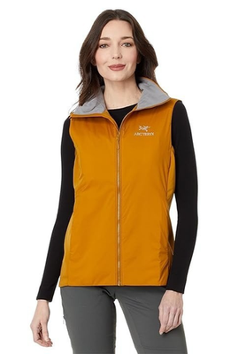 Arc'teryx Atom Vest Womens S Taupe Full Zip Stand Up Collar Hand