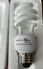 Lot of 3 CFL 13W Half Full Spiral Light Bulbs - 900 Lumens, Standard Base New
