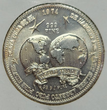1 ounce Silver Round 1974 World Trade MS/BU Rare Mint State Encapsulated 96.49 per troy oz