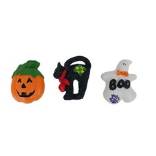 Halloween Button Covers Hinged Set Of 3 Pumpkin, Ghost Black Cat