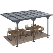 Outsunny Outdoor Patio Gazebo Pergola, Aluminum Post, 4.35 x 3 m PC Roof