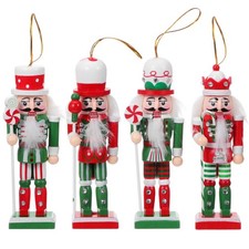 4 Pcs Christmas Ornaments Nutcracker Soldier Figurines Decorations