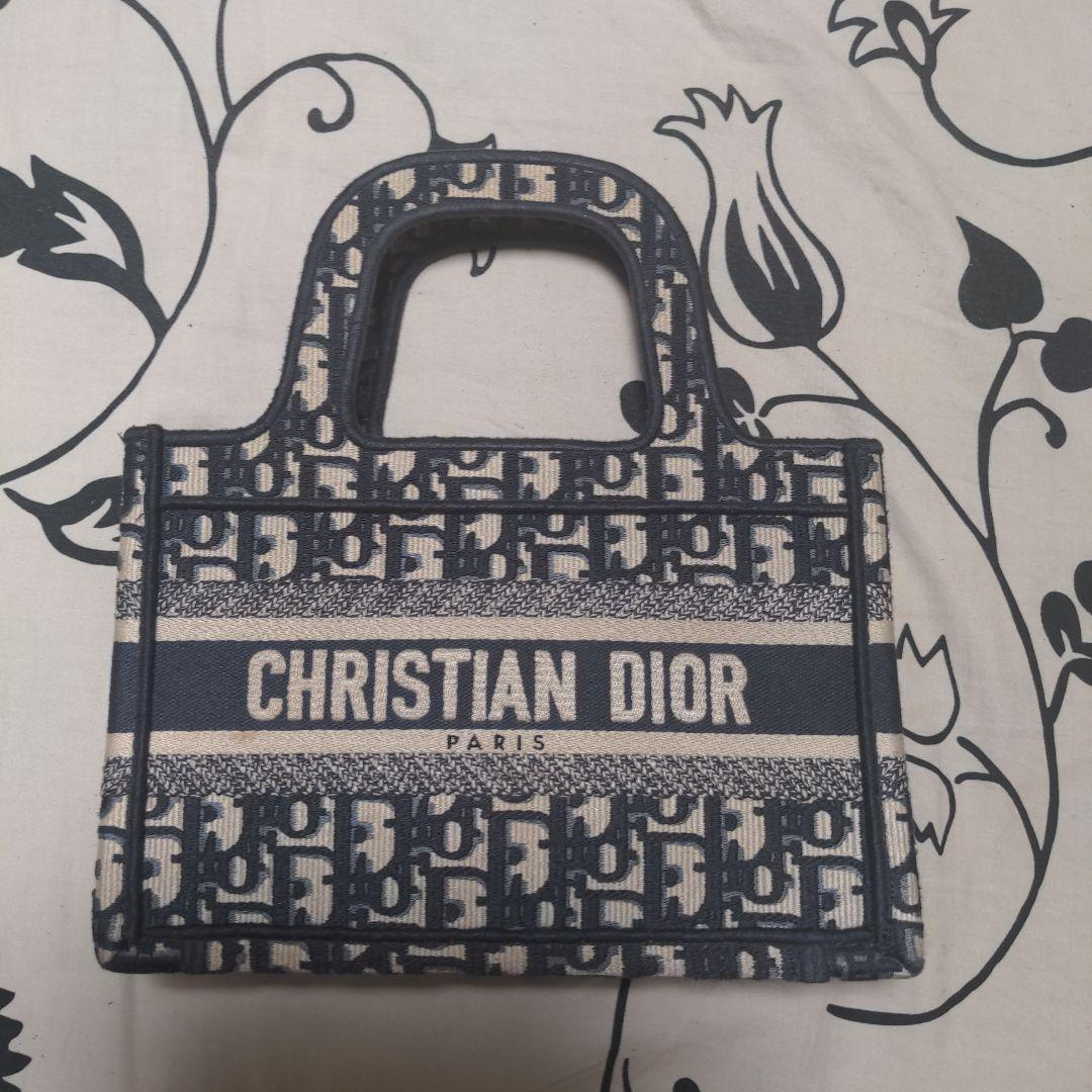 Dior Paris Mini Book Tote Navy Logo Canvas Bag Authentic From Japan