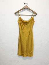 Express Satin Dress Mini Golden Yellow Mustard XS