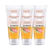 VLCC Wild Turmeric Face Wash 80ml x3 | Haldi, Aloe & Honey | Clean & Bright Skin