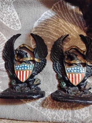 American Federal Eagle E Pluribus Unum Shield Flag Bookends Brass