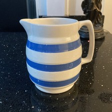 Vintage Staffordshire Chef Ware Jug – Blue & White Stripe – Made in England